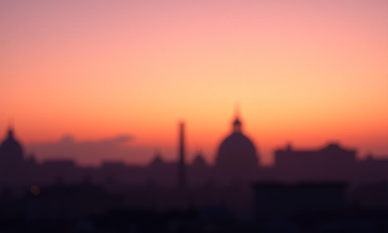 Vista dell'alba sui tetti di Roma